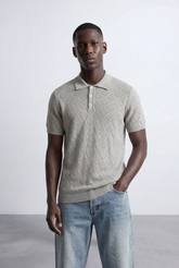 Men’s Jacquard Knit Polo T-Shirt Texture Pattern