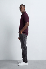 Tomatos Men's Textured Knit Polo Shirt | Open Collar Tee