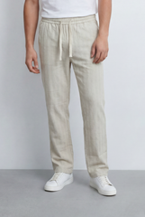 Tomatos Men's Straight-Leg Linen Pants | Drawstring Trousers