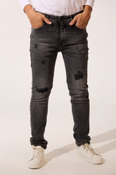 Men’s Skinny Street Denim Distressed Pants
