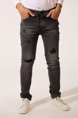 Men’s Skinny Street Denim Distressed Pants