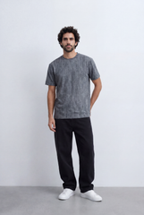 Men’s Textured Print T-Shirt Vertical Pattern Detail