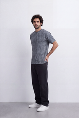 Men’s Textured Print T-Shirt Vertical Pattern Detail