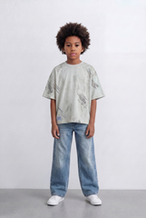 Boy's Abstract Print T-Shirt Streetwear Style