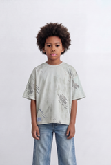 Boy's Abstract Print T-Shirt Streetwear Style