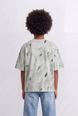 Boy's Abstract Wash T-Shirt Graphic Print Streetwear Style