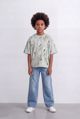 Boy's Abstract Wash T-Shirt Graphic Print Streetwear Style