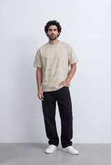 Men’s Tonal Stripe T-Shirt Subtle Texture Detail