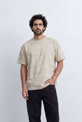 Men’s Tonal Stripe T-Shirt Subtle Texture Detail