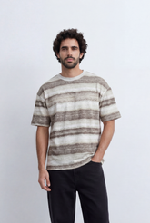 Men’s Brush Stripe T-Shirt Textured Horizontal Pattern