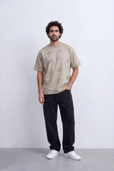 Men’s All Over Embroidery T-Shirt Tonal Artwork Detail