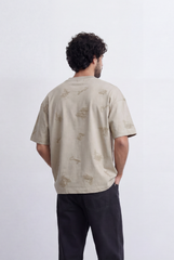 Men’s All Over Embroidery T-Shirt Tonal Artwork Detail