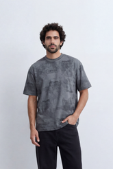 Men’s Abstract Wash T-Shirt Tonal Fade Texture