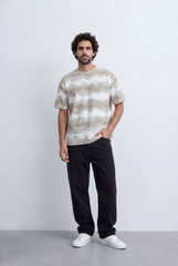 Men’s Textured Horizontal Pattern T-Shirt Tie Dye Stripe