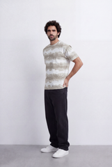 Men’s Textured Horizontal Pattern T-Shirt Tie Dye Stripe