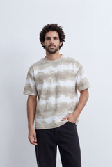 Men’s Textured Horizontal Pattern T-Shirt Tie Dye Stripe