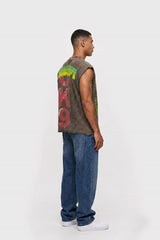Men’s Vintage Acid Wash Graphic Sleeveless T-Shirt