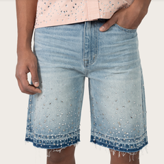 MIXED STUD JEAN SHORTS