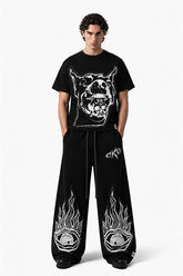 Tomatos Men's Wide-Leg Graphic Sweatpants | Baggy Pants