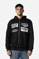 Logos Print Rhinestone Zip-Up Men Hoodie