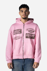 Logos Print Rhinestone Zip-Up Men Hoodie