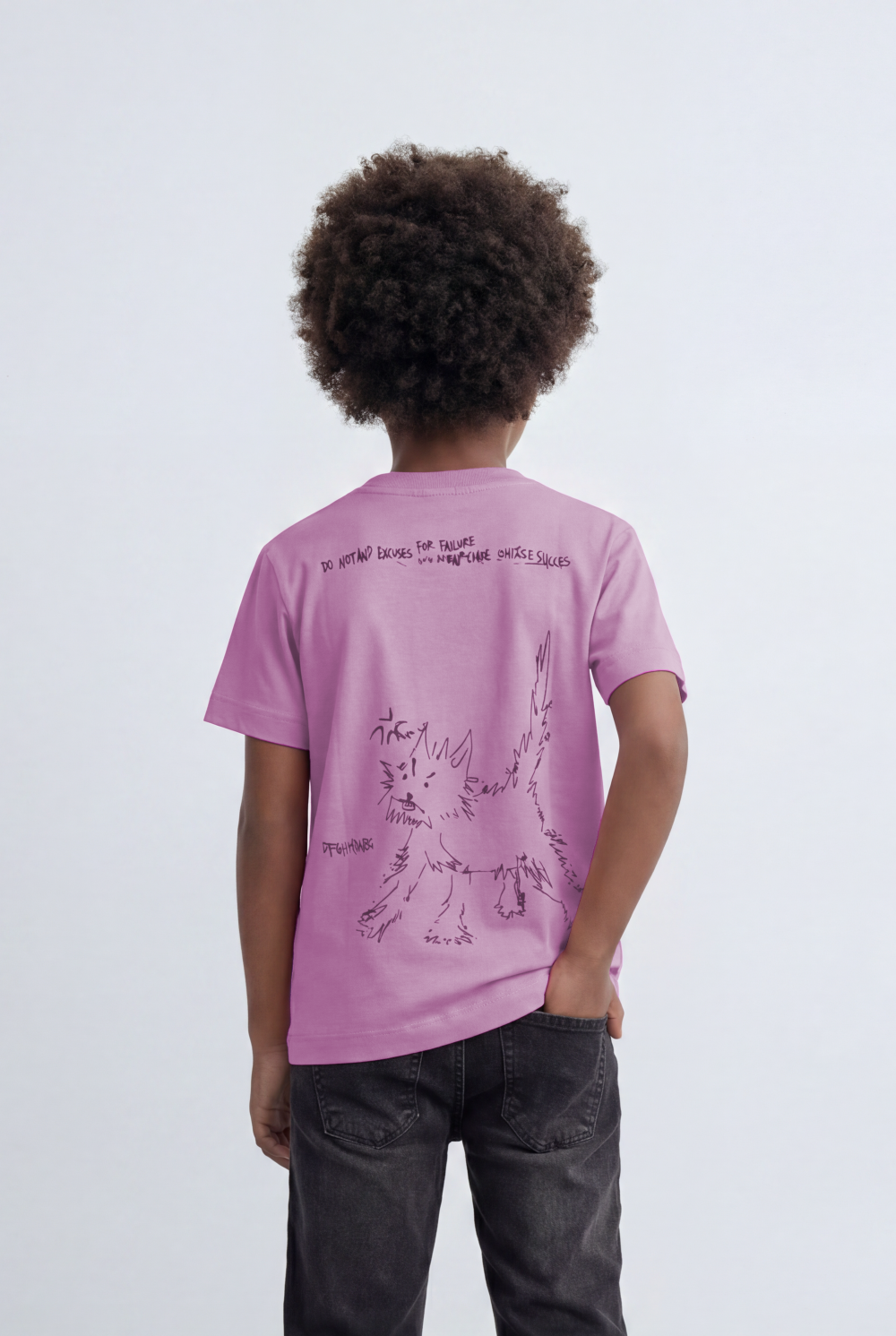 Boy's Back Graphic T-Shirt With Hand Drawn Artwork