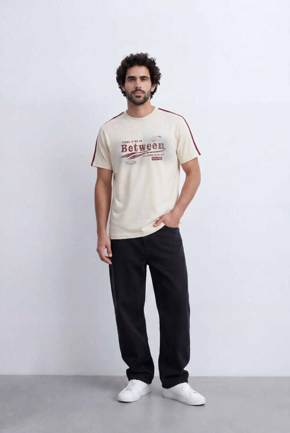 Men's Statement Graphic T-Shirt Contrast Shoulder Tape