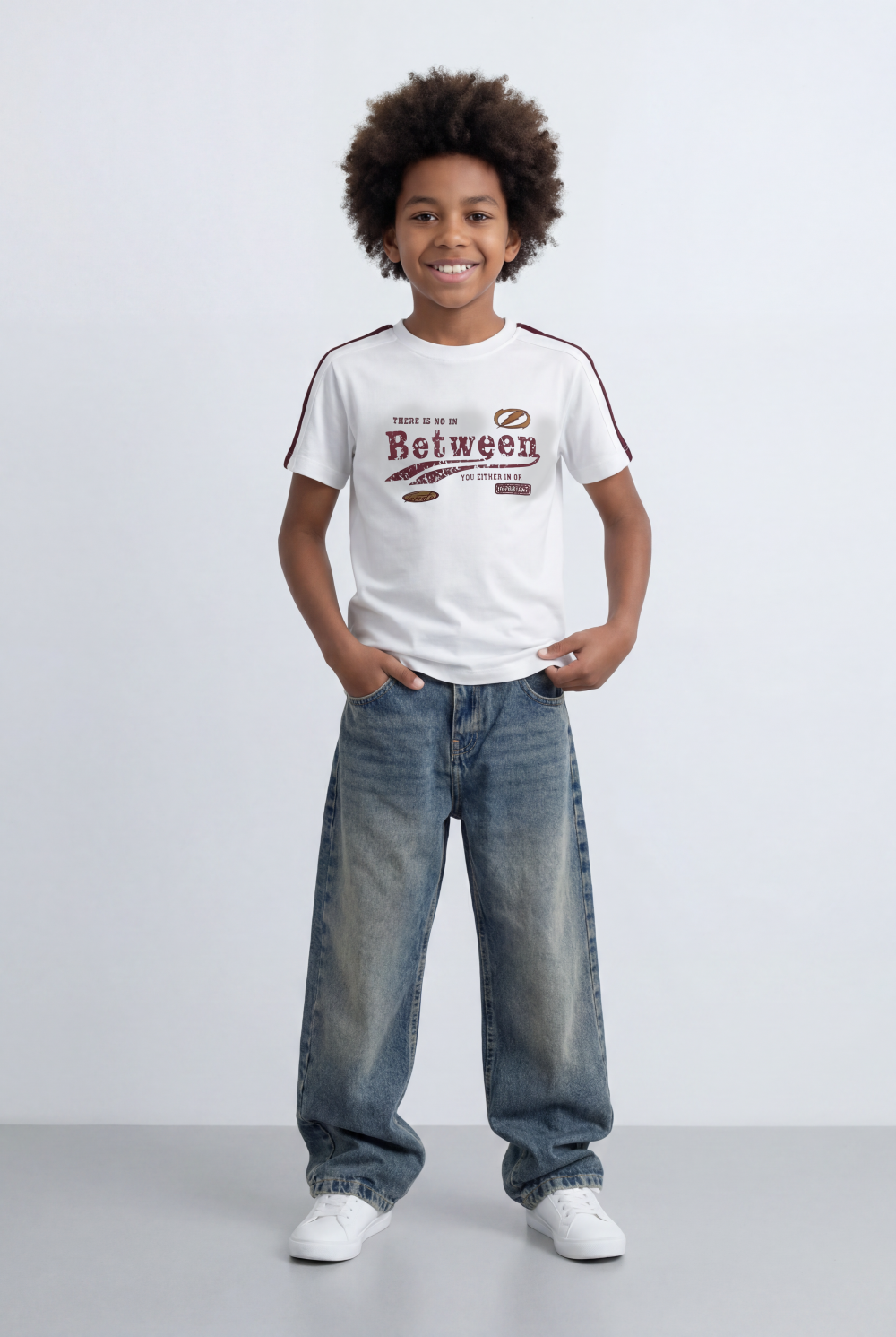 Boy's Graphic T-Shirt Contrast Shoulder Tape Casual Style