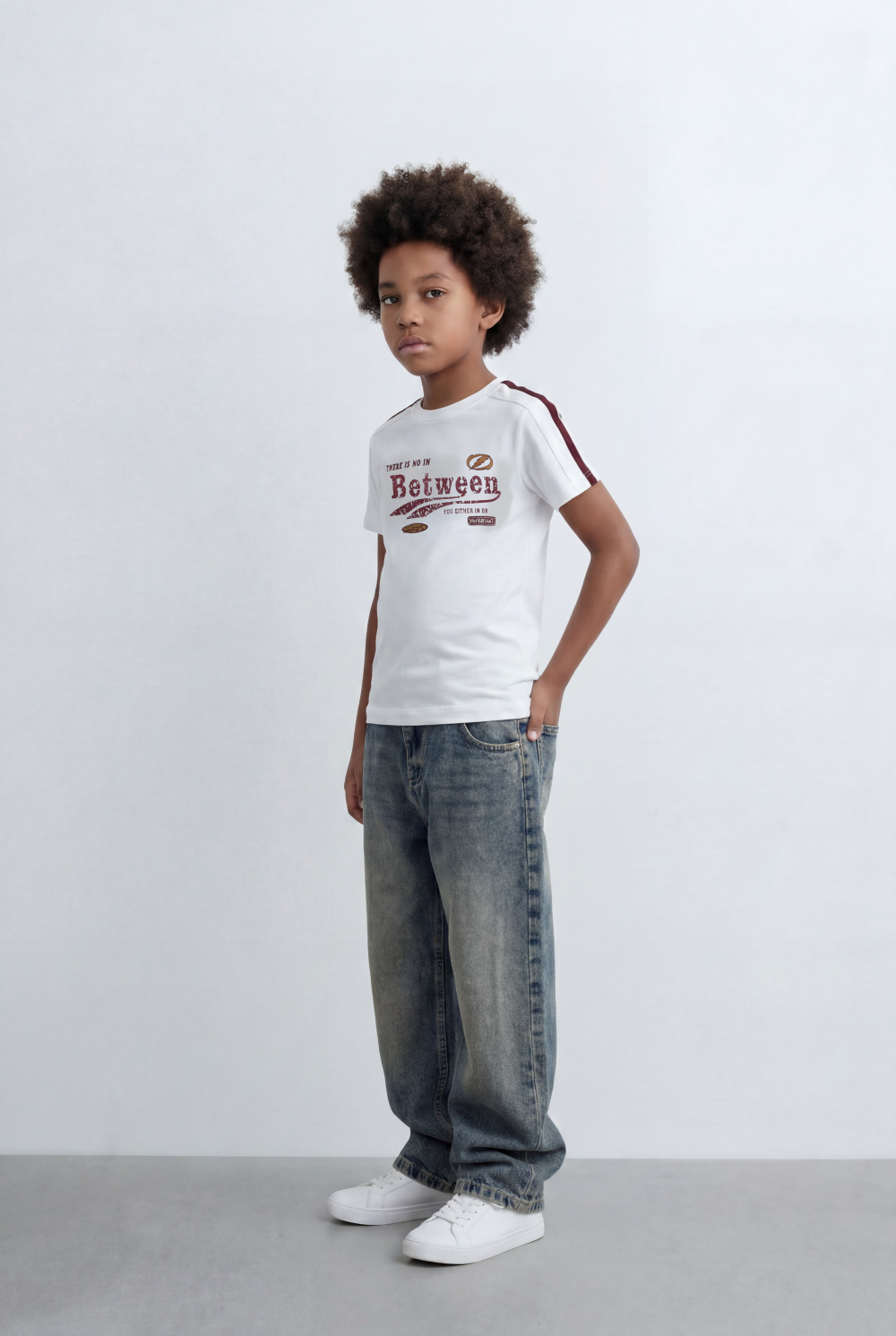 Boy's Graphic T-Shirt Contrast Shoulder Tape Casual Style