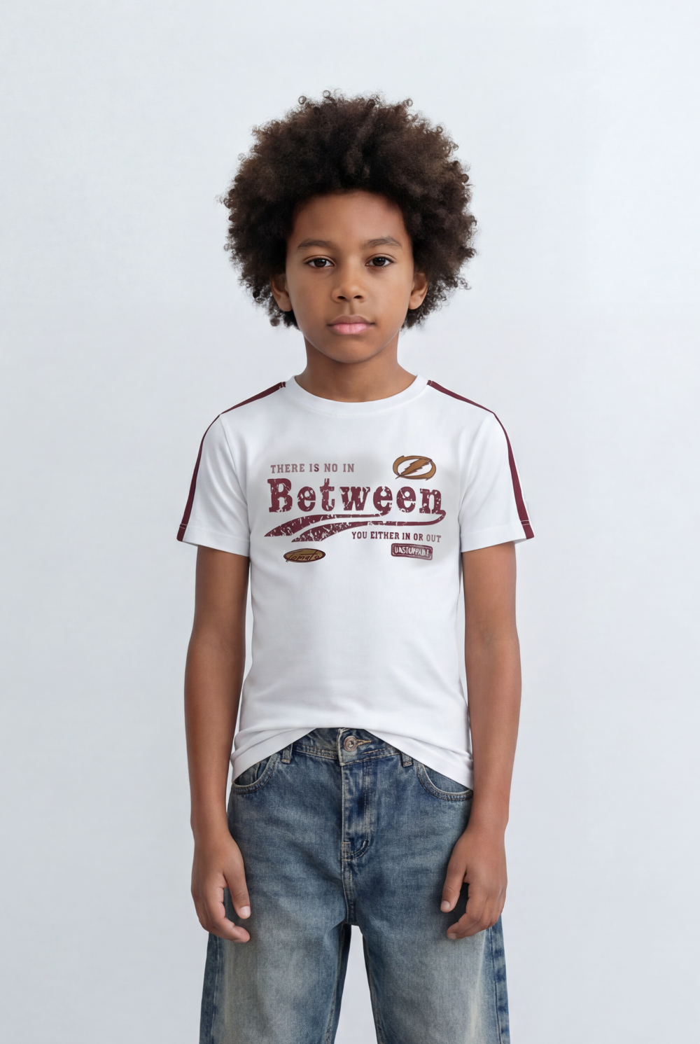 Boy's Graphic T-Shirt Contrast Shoulder Tape Casual Style