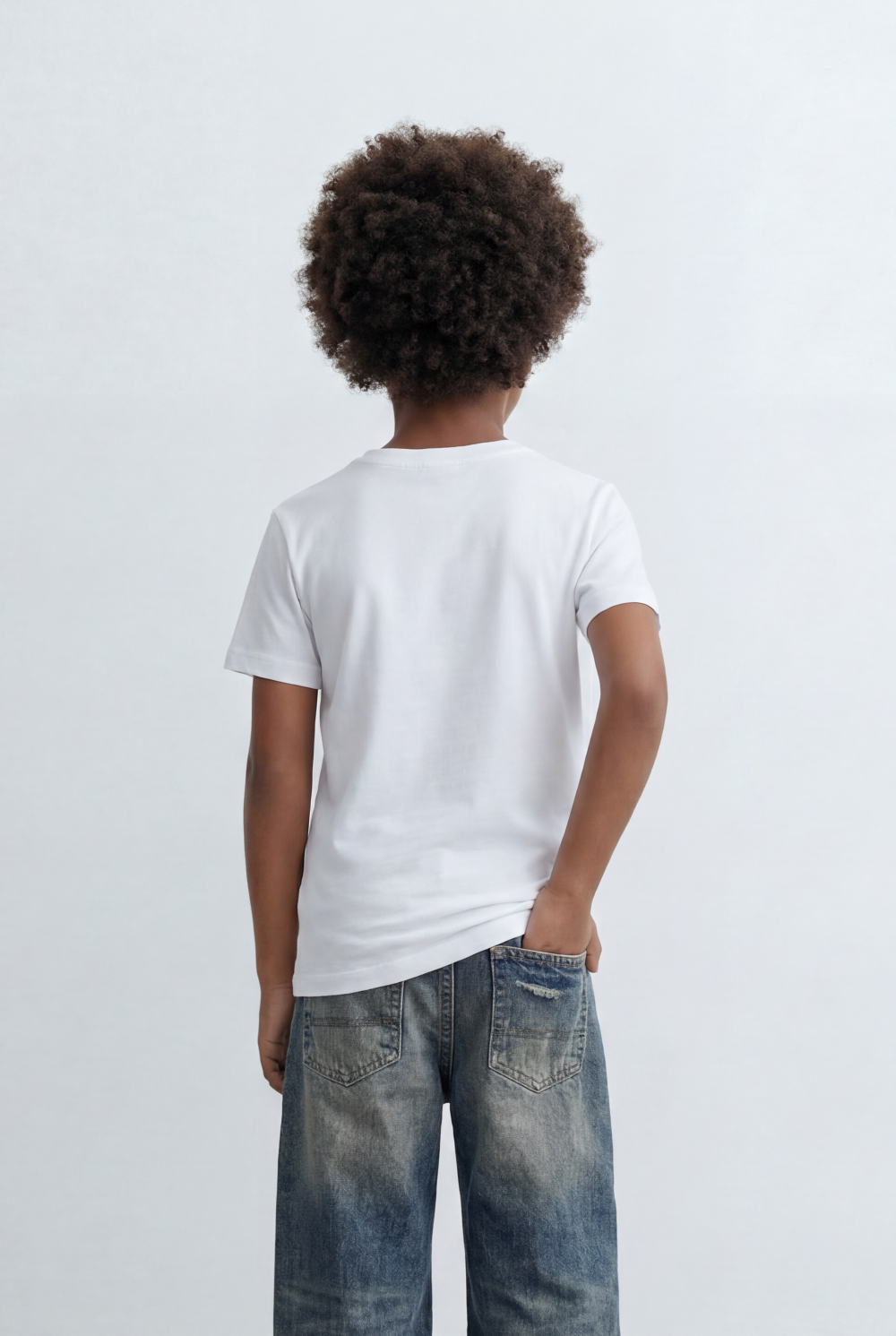 Boy's Shoulder Tape Details T-Shirt Typography Print