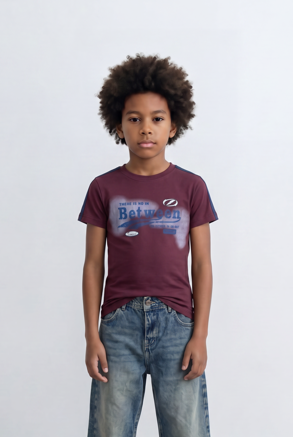 Boy's Graphic T-Shirt Contrast Shoulder Tape Casual Style