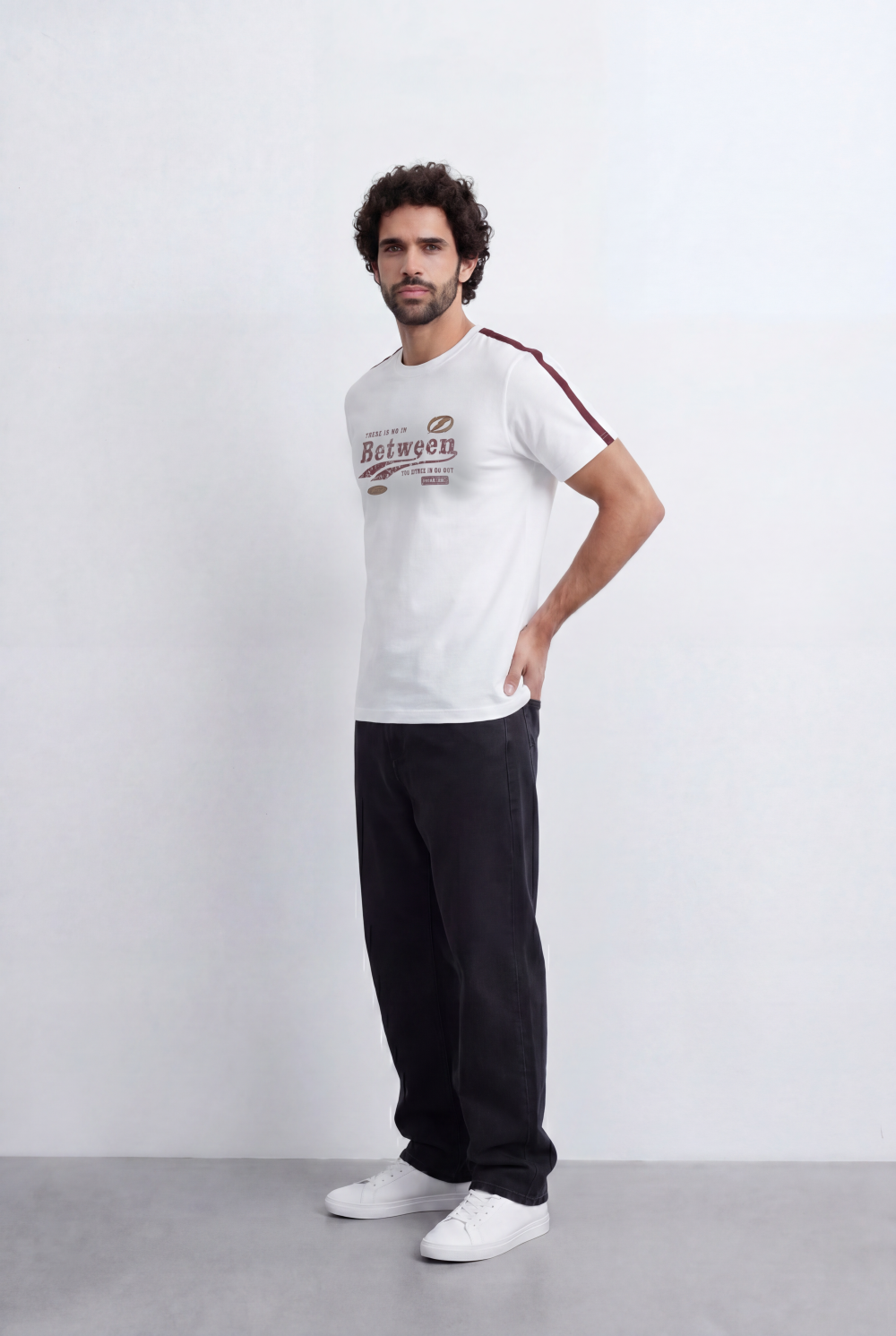 Men's Statement Graphic T-Shirt Contrast Shoulder Tape