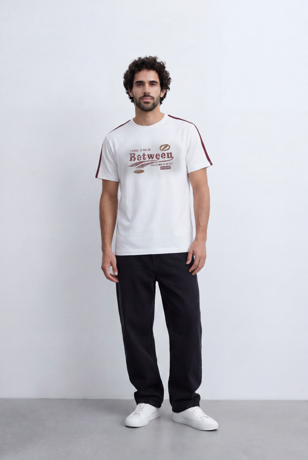 Men's Statement Graphic T-Shirt Contrast Shoulder Tape