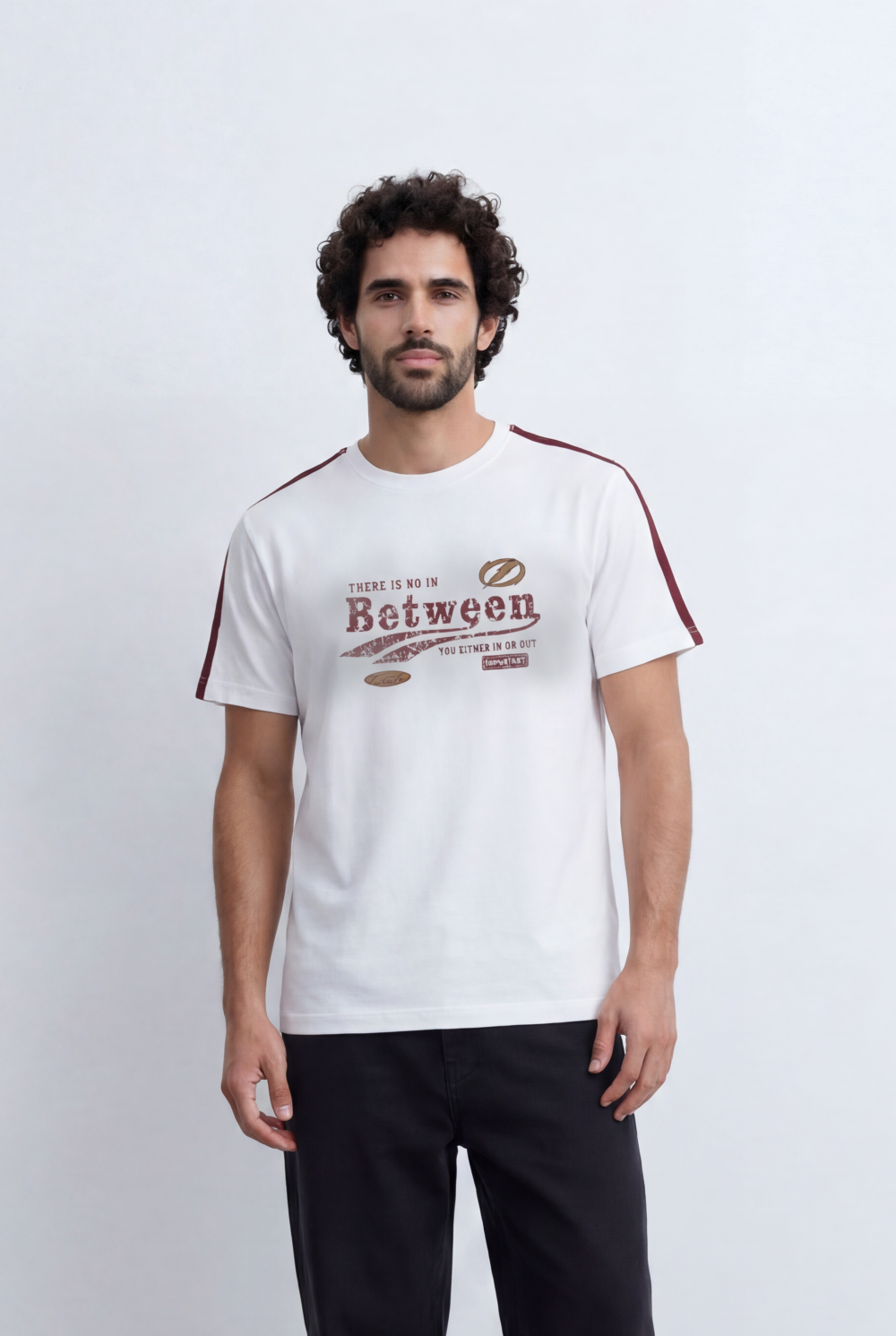 Men's Statement Graphic T-Shirt Contrast Shoulder Tape