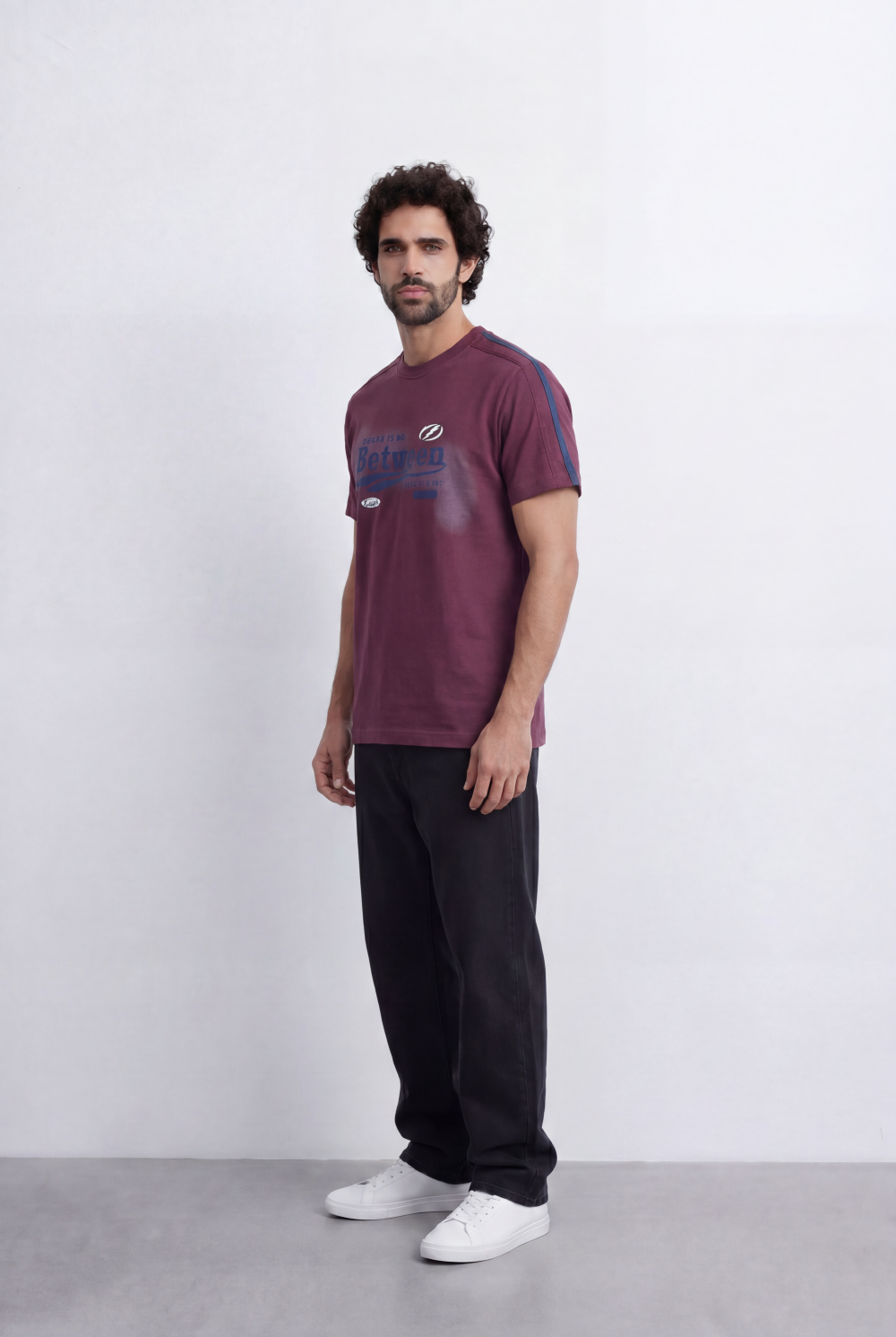 Men's Statement Graphic T-Shirt Contrast Shoulder Tape