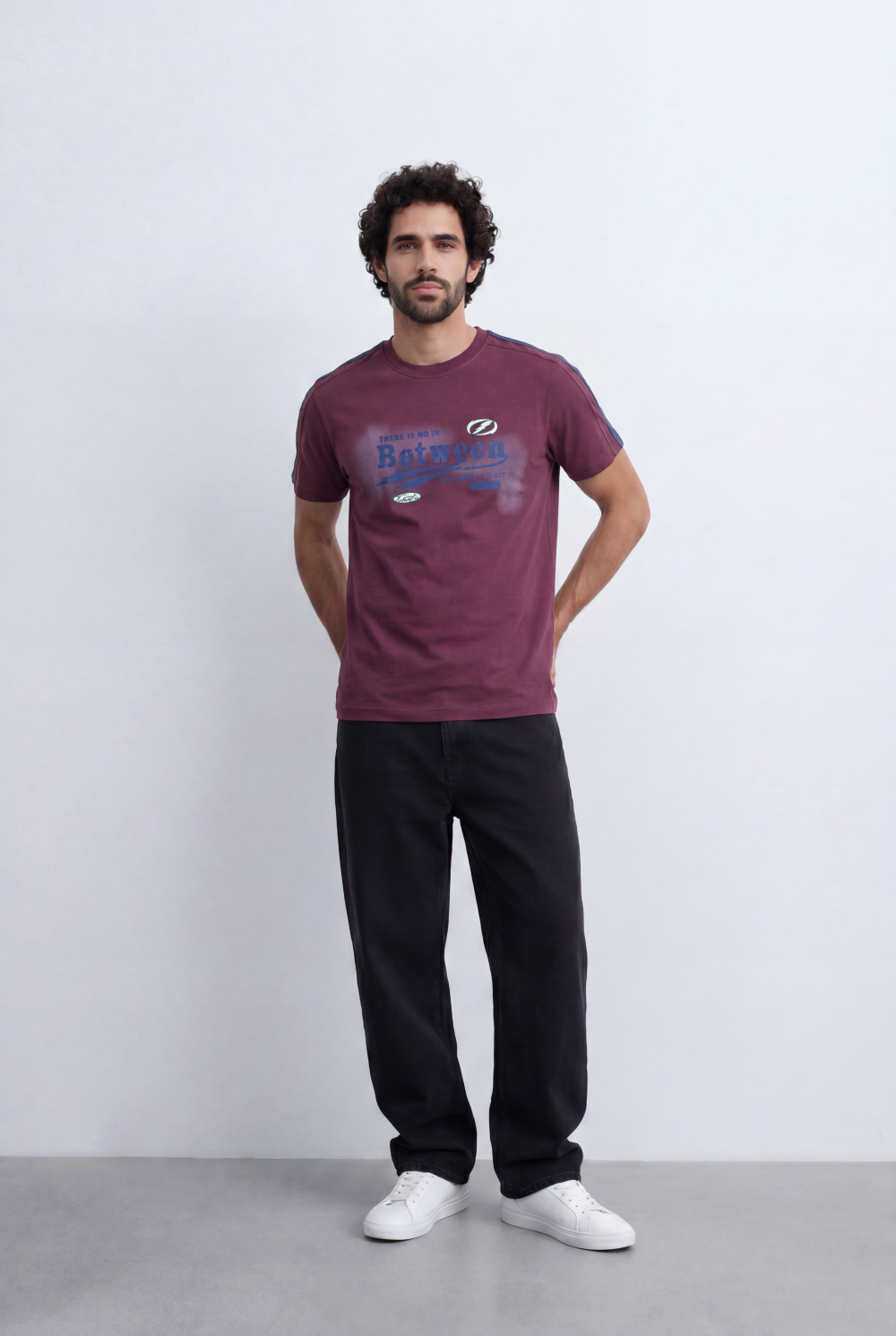 Men's Statement Graphic T-Shirt Contrast Shoulder Tape