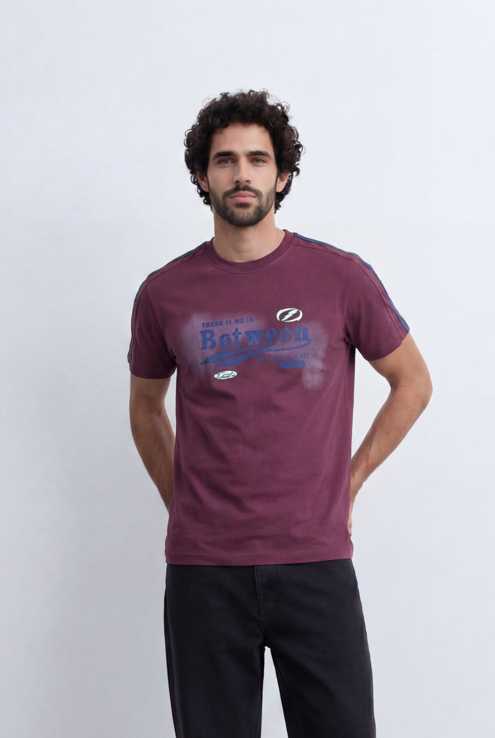 Men's Statement Graphic T-Shirt Contrast Shoulder Tape