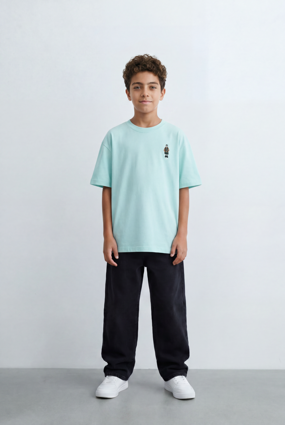 Boy's Back Graphic T-Shirt Artistic Vertical Print
