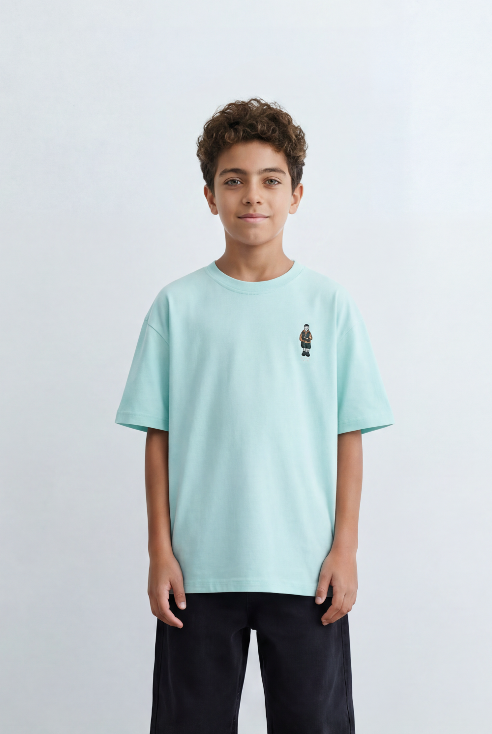 Boy's Back Graphic T-Shirt Artistic Vertical Print