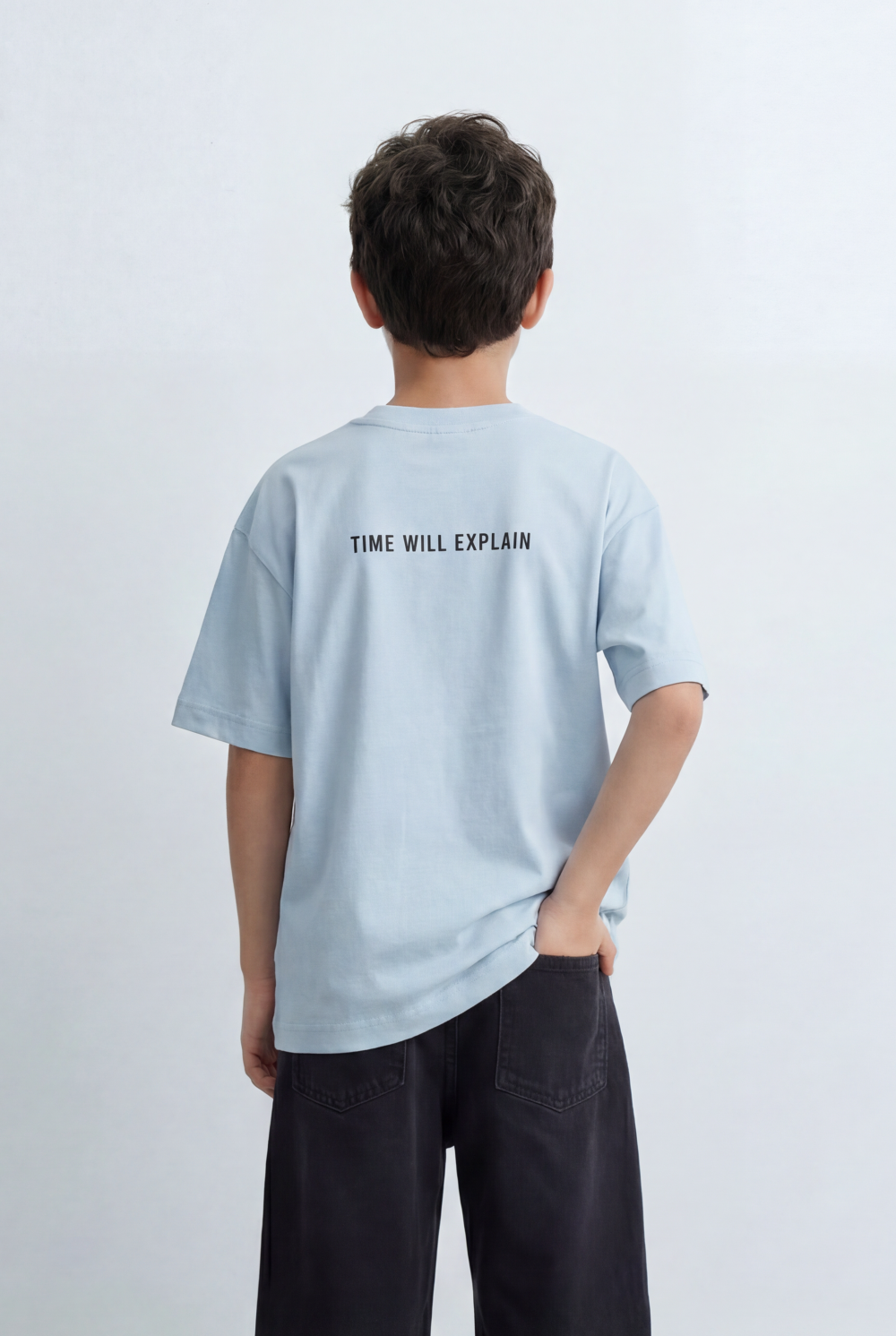Boy's Oversized Graphic T-Shirt It’s Time Front Print