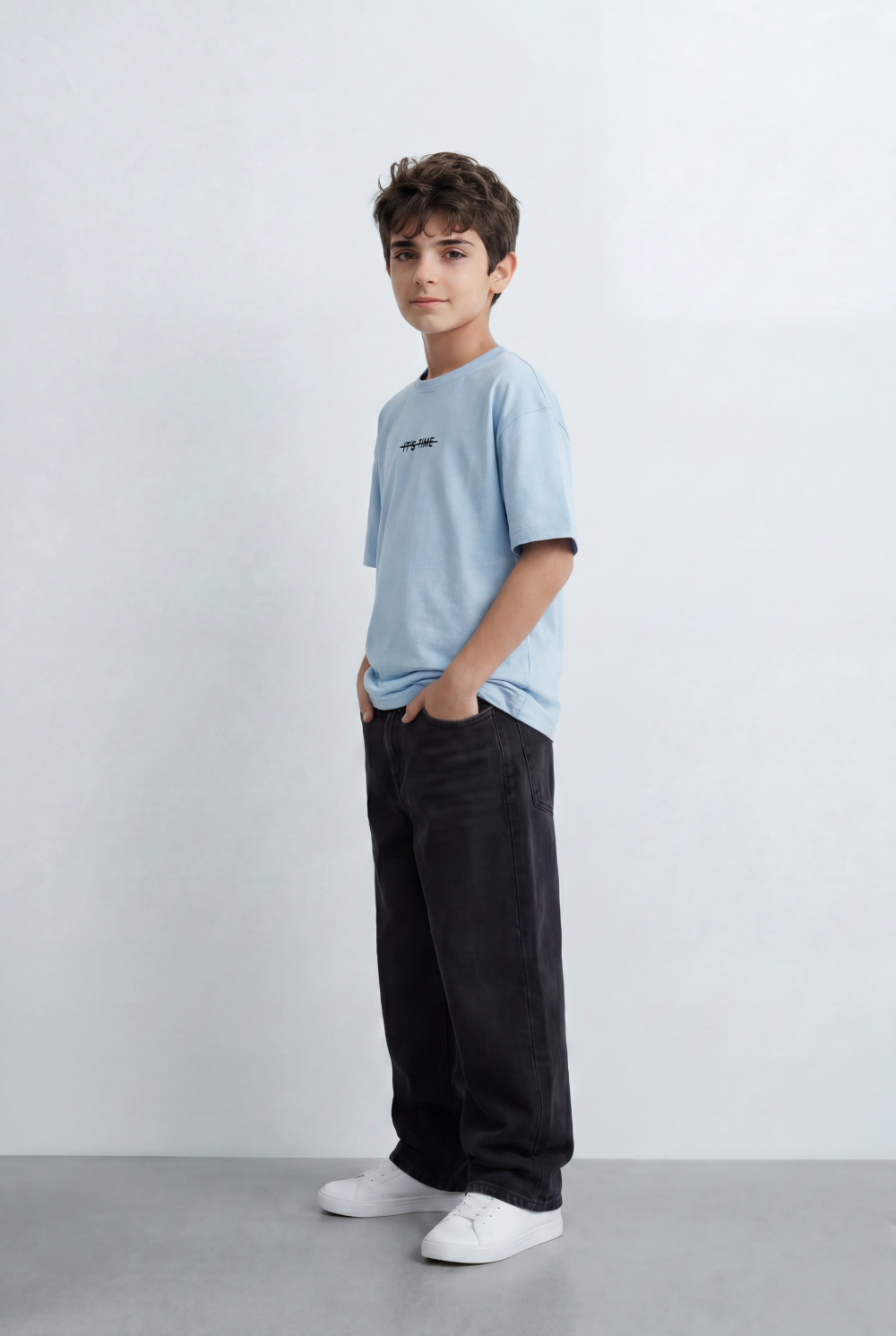 Boy's Oversized Graphic T-Shirt It’s Time Front Print