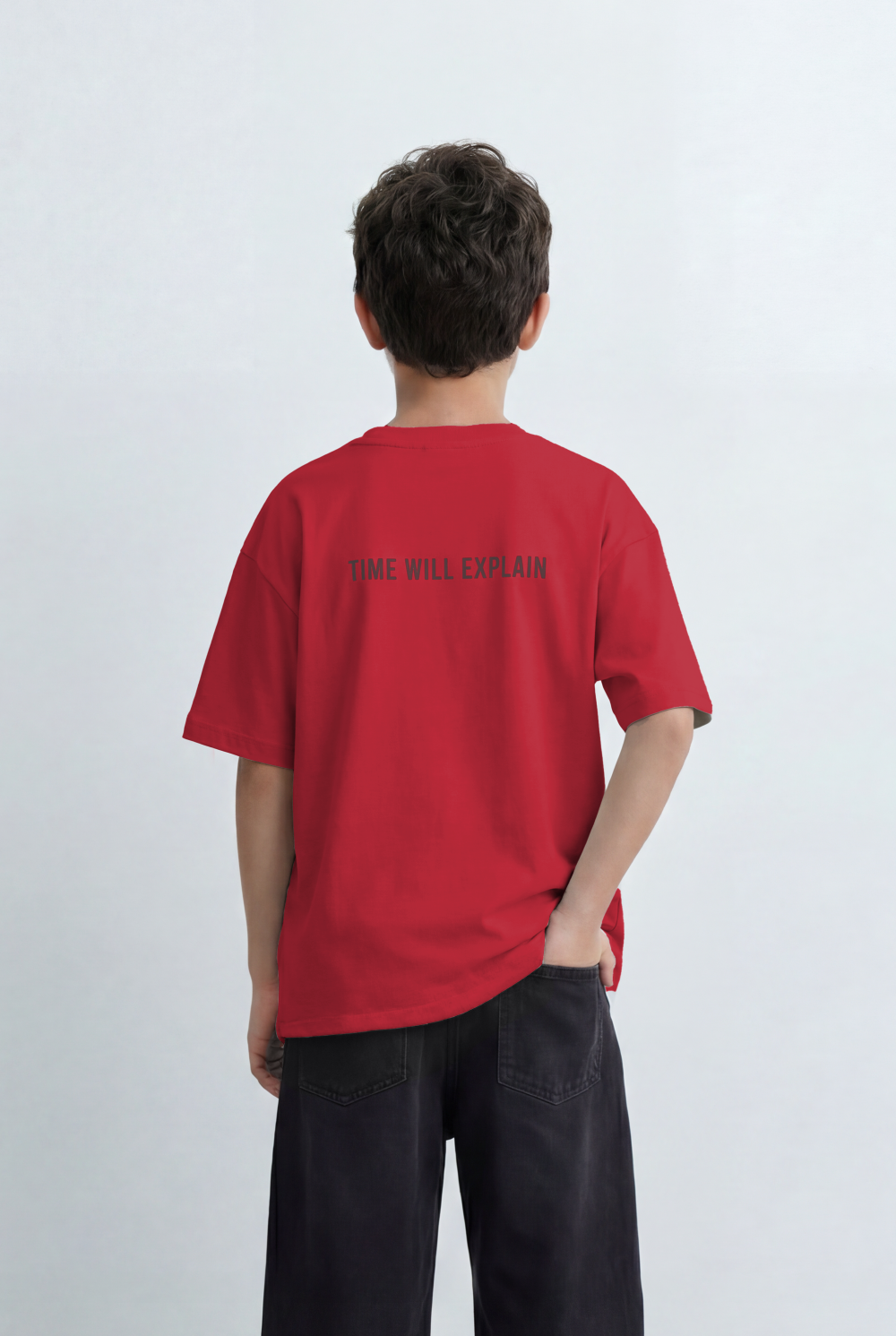 Boy's Oversized Graphic T-Shirt It’s Time Front Print