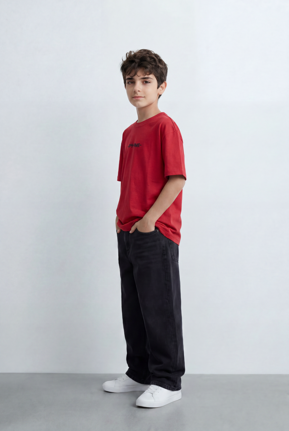 Boy's Oversized Graphic T-Shirt It’s Time Front Print