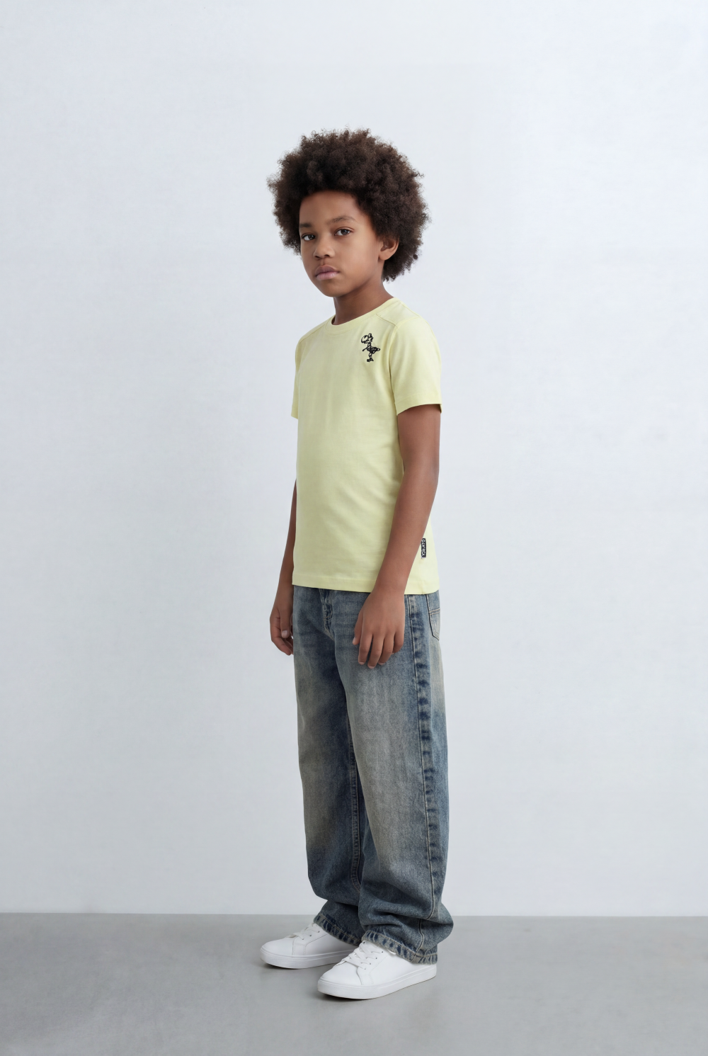 Boy's Dino Embroidery T-Shirt Soft Cotton Slim Fit Casual Style