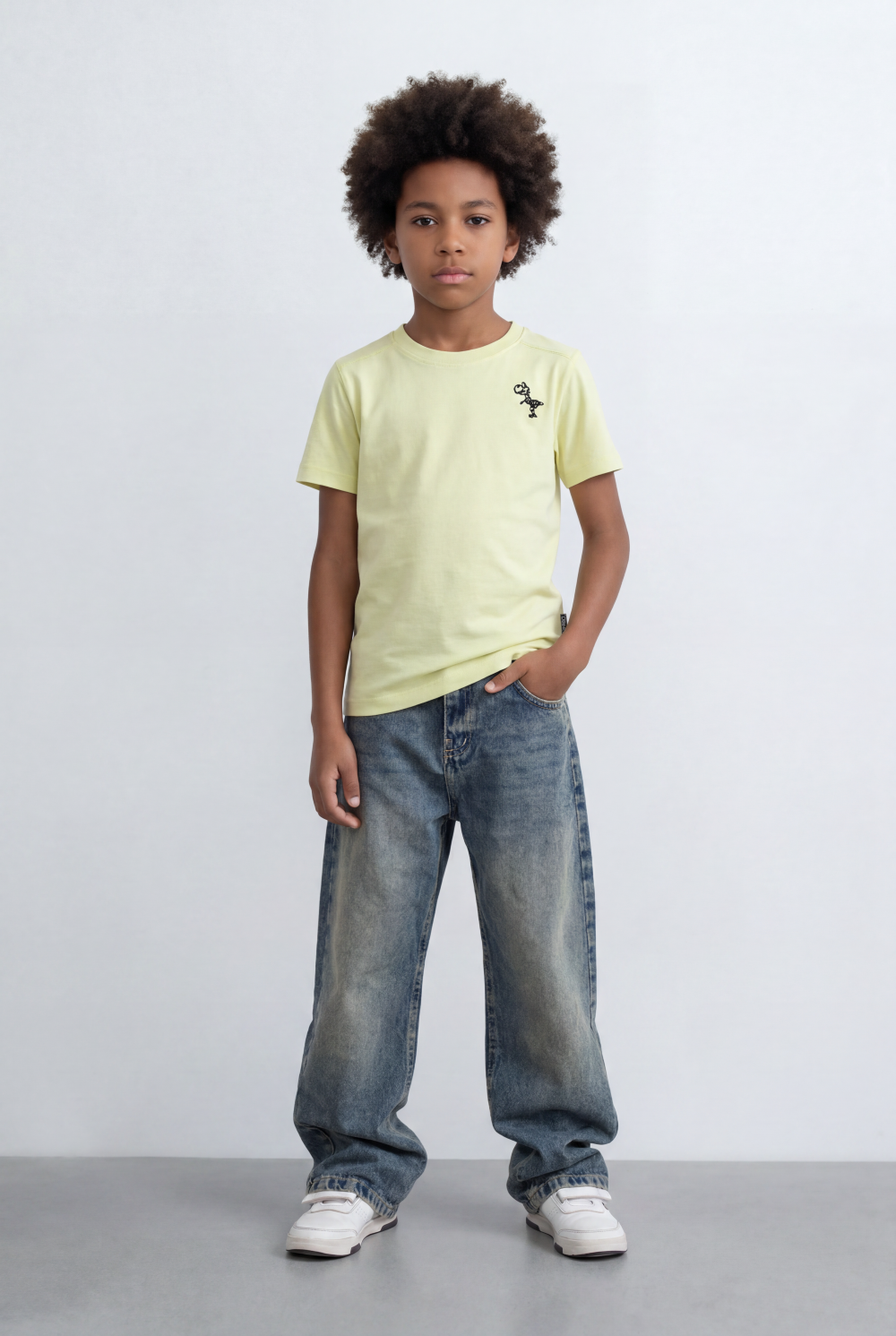 Boy's Dino Embroidery T-Shirt Soft Cotton Slim Fit Casual Style