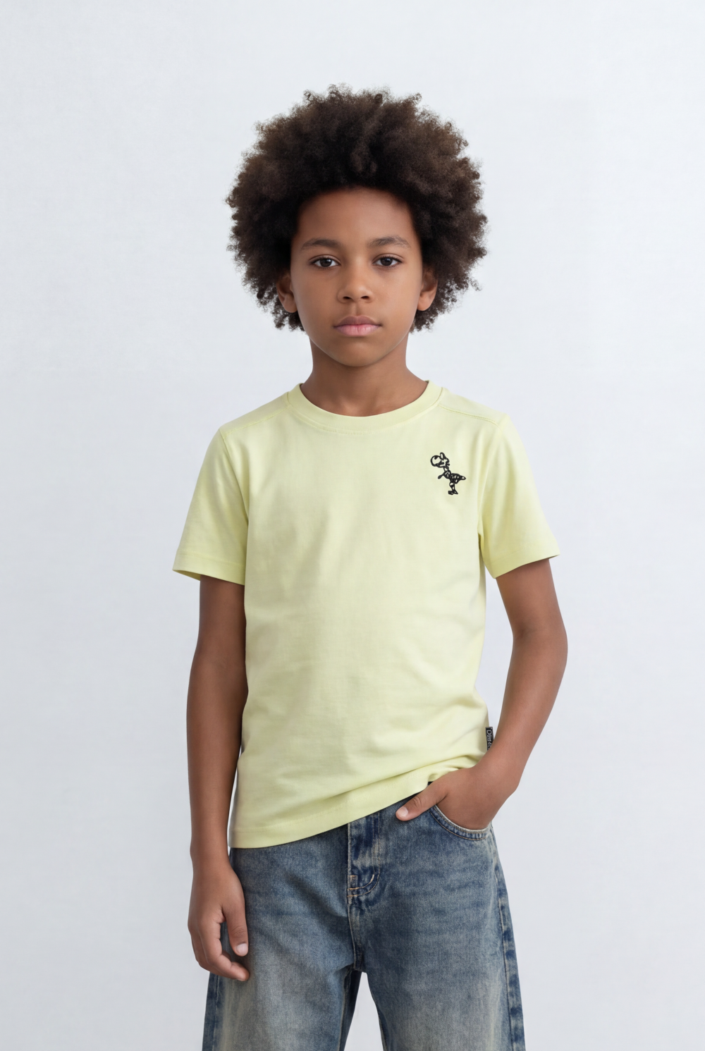 Boy's Dino Embroidery T-Shirt Soft Cotton Slim Fit Casual Style