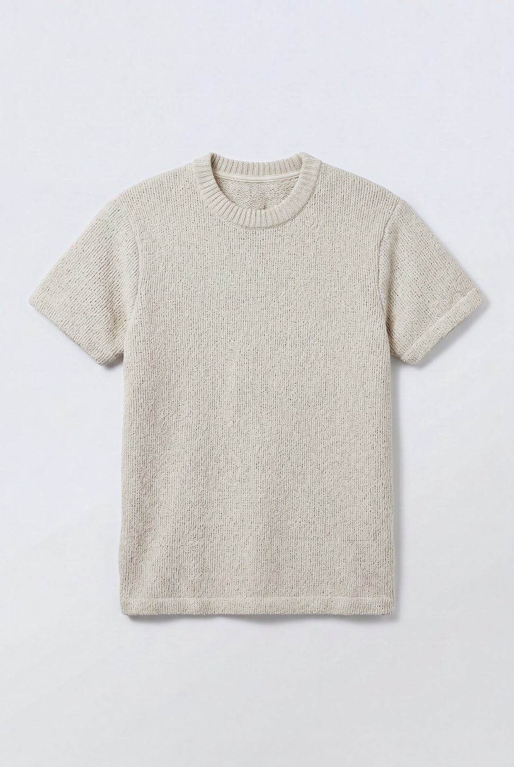 Men’s Open Knit T-Shirt Airy Texture Weave Design