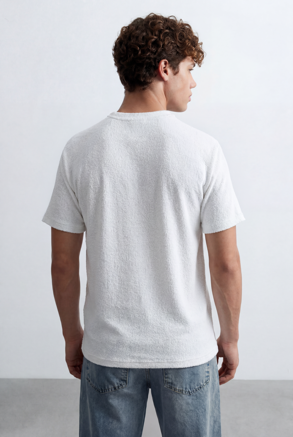 Men’s Open Knit T-Shirt Airy Texture Weave Design