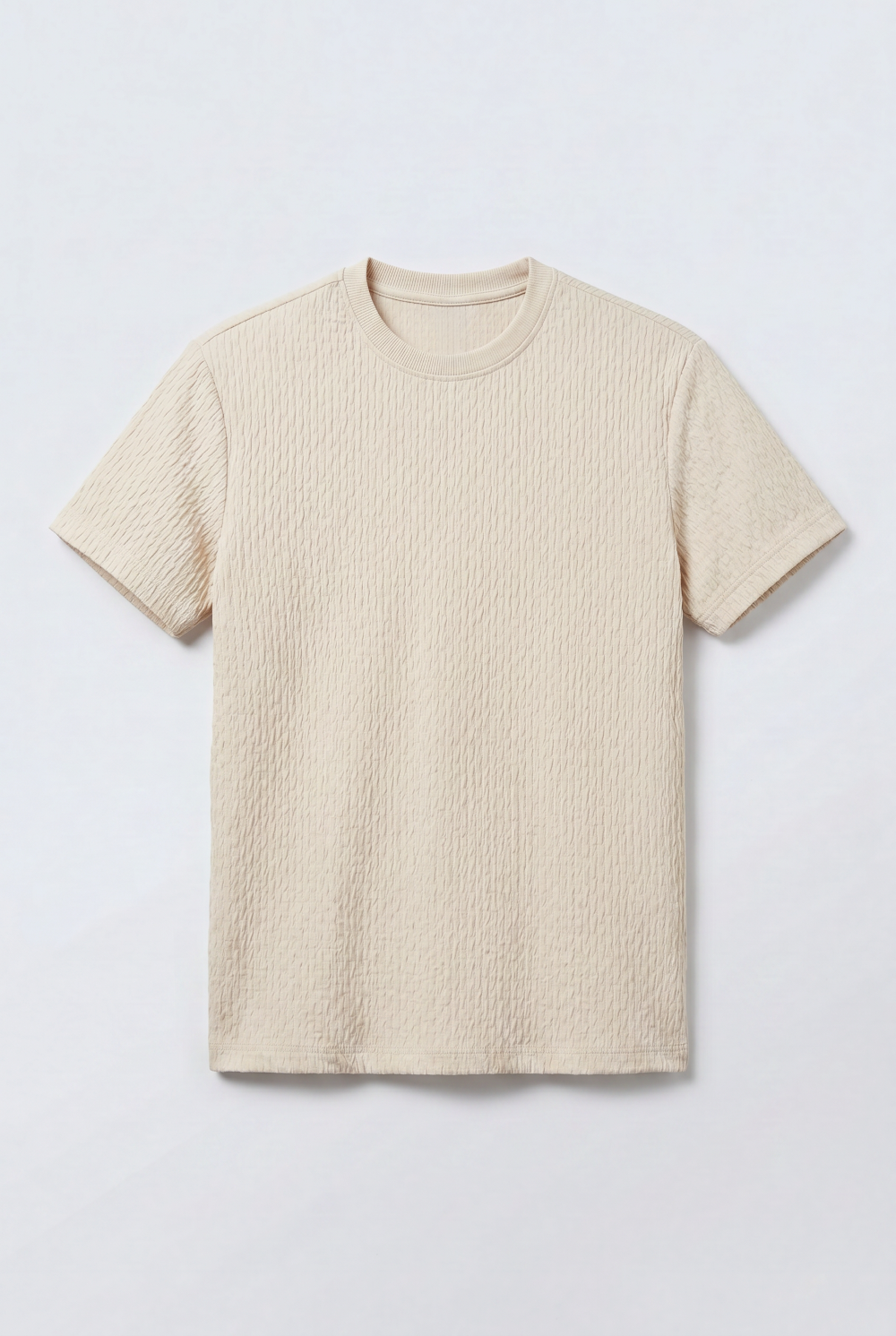 Men’s Textured Knit T-Shirt Ripple Pattern Surface